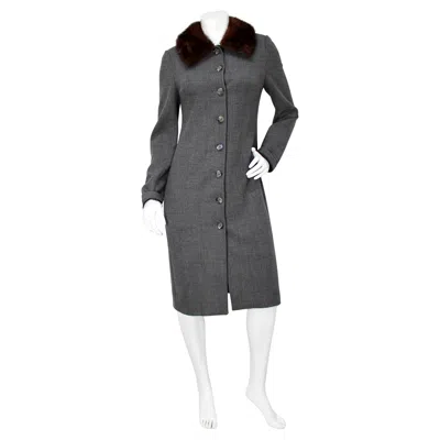 Pre-owned Dolce & Gabbana Grey Wool Coat With Mink Fur Collar Circa 1990s In Gray