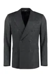 Dolce & Gabbana Double-breasted Wool Blazer In Grey