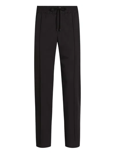 Dolce & Gabbana Grey Wool Elastane Straight Pants In Blue