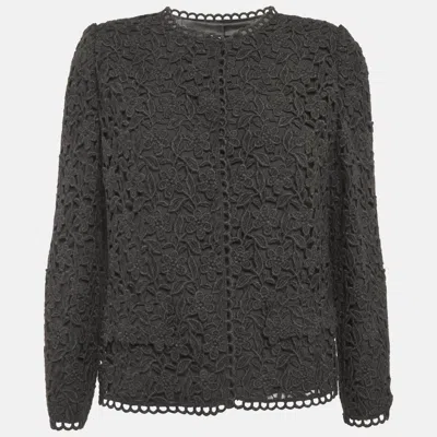 Pre-owned Dolce & Gabbana Grey Wool Lace Button Down Jacket M In Gray