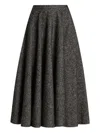 Dolce & Gabbana Midi Circle Skirt In A Dotted Wool Blend In Gray