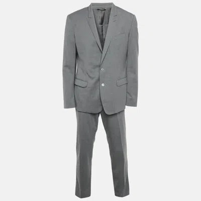 Pre-owned Dolce & Gabbana Grey Wool Tailored Martini Pants Suit Xl In Gray
