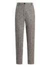 Dolce & Gabbana Virgin Wool Jacquard Slim Trousers In Gray
