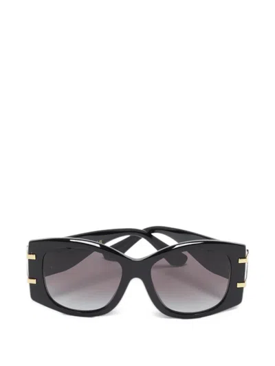 Pre-owned Dolce & Gabbana Griffe Oversized-frame Sunglasses In Black