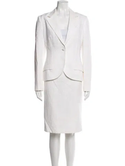 Pre-owned Dolce & Gabbana Grosgrain Trim Skirt Suit In White