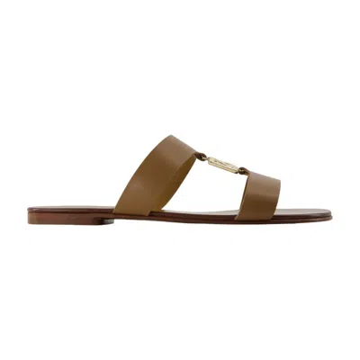 Dolce & Gabbana Elegant Flat Slide Sandals For Women In Brown