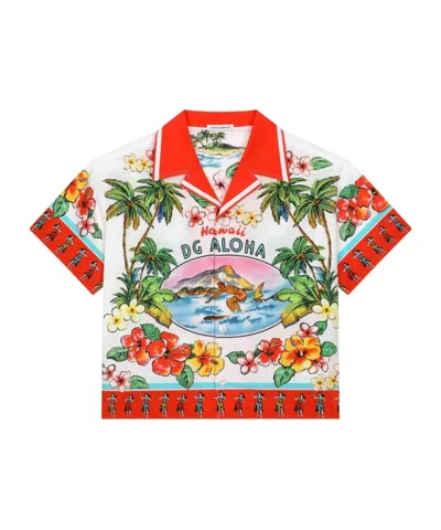 Dolce & Gabbana Gtaphic-print Cotton Shirt In Multicolor