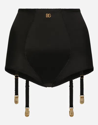 Dolce & Gabbana Satin Culottes With Suspenders In Black