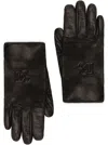 Dolce & Gabbana Dg-logo Embossed Leather Gloves In Black