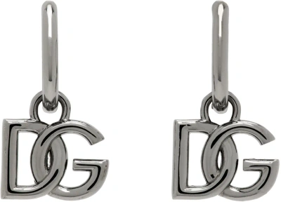 Dolce & Gabbana Gunmetal Dg Logo Earrings In Metallic