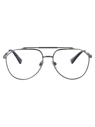 Dolce & Gabbana Gunmetal Metal Glasses In Transparent