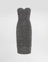 Dolce & Gabbana Habotai Silk Dress With Chevron Print In Gray