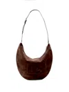 Dolce & Gabbana Half-lune Shoulder Bag In Suede Brown  In Brown