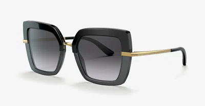 Pre-owned Dolce & Gabbana Half Print Dg 4373 Black Grey/grey Shaded (3246/8g) Sunglasses In Gray