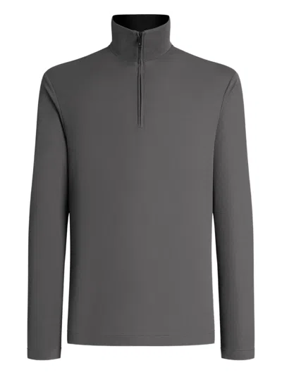 Dolce & Gabbana Half-zip Neck Sweatshirt In Gray