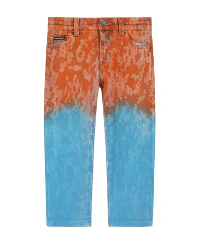 Dolce & Gabbana Halo-dyed Pastel Casual Pants In Blue