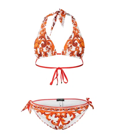 Dolce & Gabbana Halter Bikini In White
