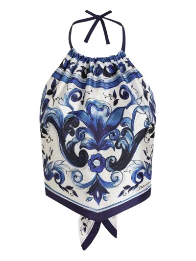 DOLCE & GABBANA MAJOLICA HALTERNECK TOP