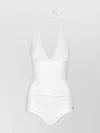Dolce & Gabbana Halter Neck Ruched Detailing One-piece Swimsuit In White