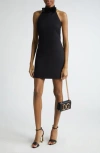 Dolce & Gabbana Black Mini Dress With Floral Detail In Wool Woman In Nero