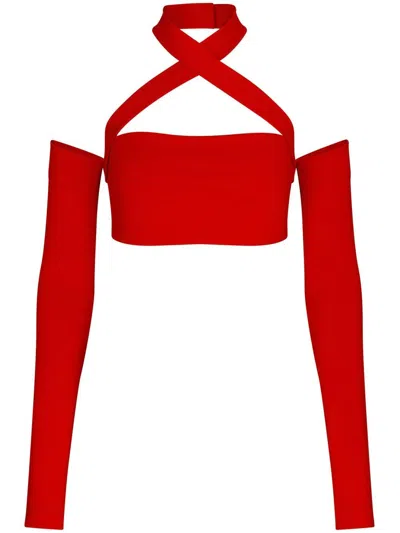 Dolce & Gabbana Halterneck Cut-out Top In Red