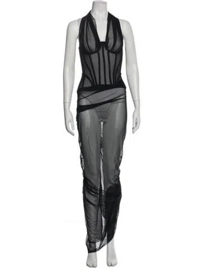 Pre-owned Dolce & Gabbana Halterneck Long Dress In Black