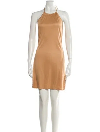Pre-owned Dolce & Gabbana Halterneck Mini Dress In Neutral