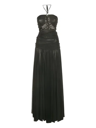 Pre-owned Dolce & Gabbana Halterneck Ruched Dress In Black
