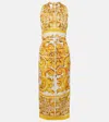 Dolce & Gabbana Majolica Silk-blend Midi Dress In Multicoloured