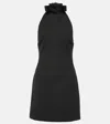 Dolce & Gabbana Black Mini Dress With Floral Detail In Wool Woman In Nero