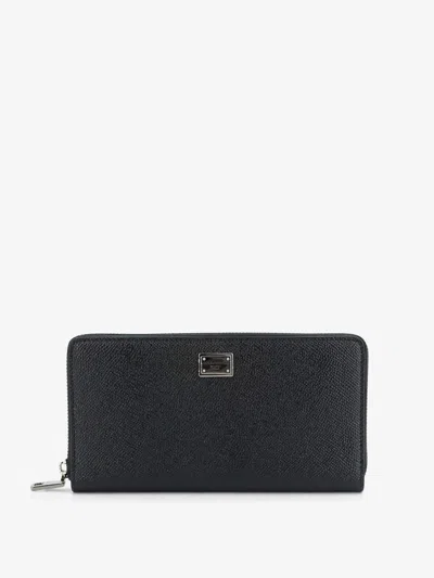 Dolce & Gabbana Hammered Leather Wallet In Black