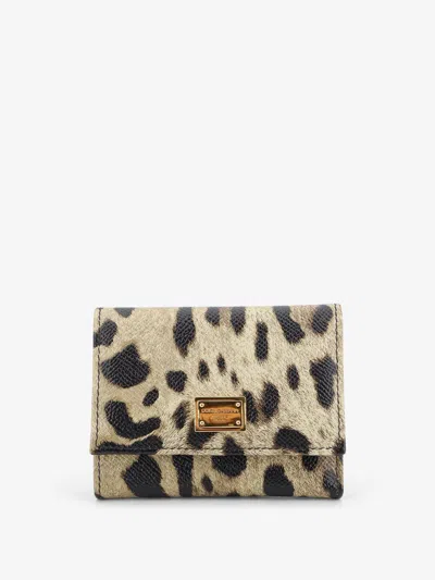 Dolce & Gabbana Hammered Leather Wallet With Animal Print In Multi