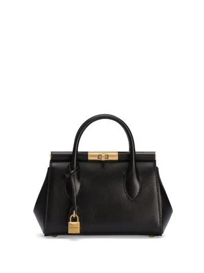 DOLCE & GABBANA HAND BAG IN BLACK CALF WITH CHAIN