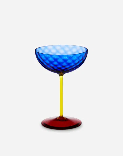 Dolce & Gabbana Hand-blown Murano Champagne Glass In Multicolor
