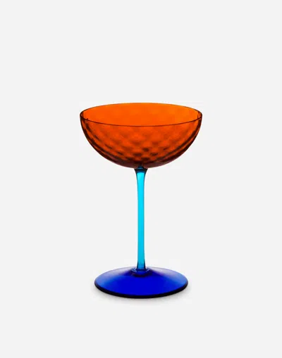 Dolce & Gabbana Hand-blown Murano Champagne Glass In Multicolor