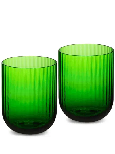 Dolce & Gabbana Hand-blown Murano Beverage Glasses Set 2 In Green