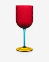 Dolce & Gabbana Hand-blown Murano Red Wine Glass In Multicolor