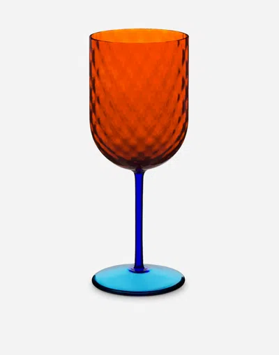 Dolce & Gabbana Hand-blown Murano Red Wine Glass In Multicolor
