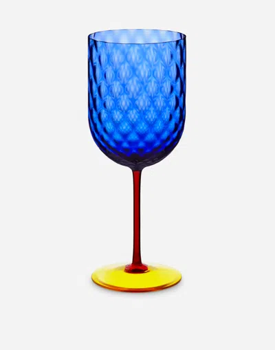Dolce & Gabbana Hand-blown Murano Red Wine Glass In Multicolor