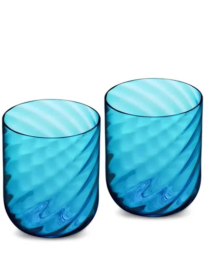 Dolce & Gabbana Hand-blown Murano Water Glasses (set Of 2) In Blue