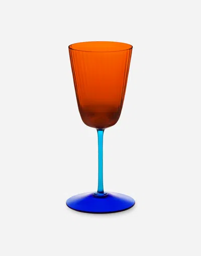 Dolce & Gabbana Hand-blown Murano White Wine Glass In Multicolor