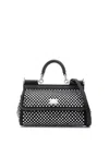 Dolce & Gabbana Small Sicily Rhinestone-embellished Shoulder Bag In Black