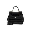 Dolce & Gabbana Sicily Medium Black Handbag With Adjustable And Removable Shoulder Strap And Logo Plaque On The Fron In Black