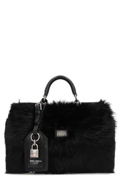 Dolce & Gabbana Handbag In Fur In Black