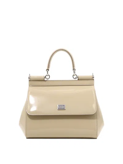 Dolce & Gabbana Sand Leather Small Sicily Handbag In Beige O Tan