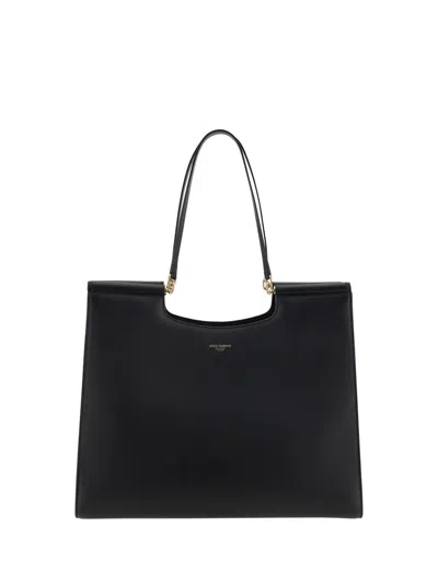 Dolce & Gabbana Mini Leather Shopping Handbag In Black