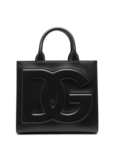 Dolce & Gabbana Small Calfskin Dg Daily Shopper In Black