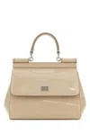 Dolce & Gabbana Women Sand Leather Small Sicily Handbag In Brown