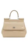Dolce & Gabbana Women Sand Leather Small Sicily Handbag In Brown
