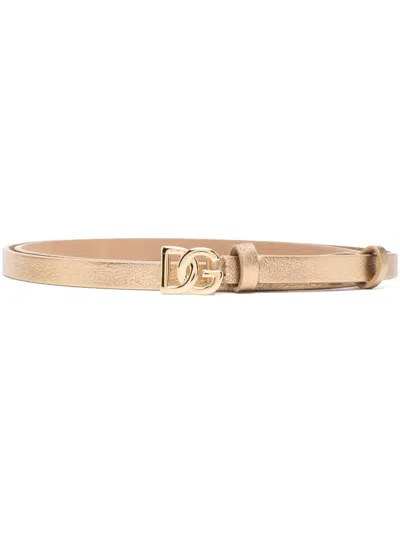 Dolce & Gabbana Happy Garden Leather Belt In Gold